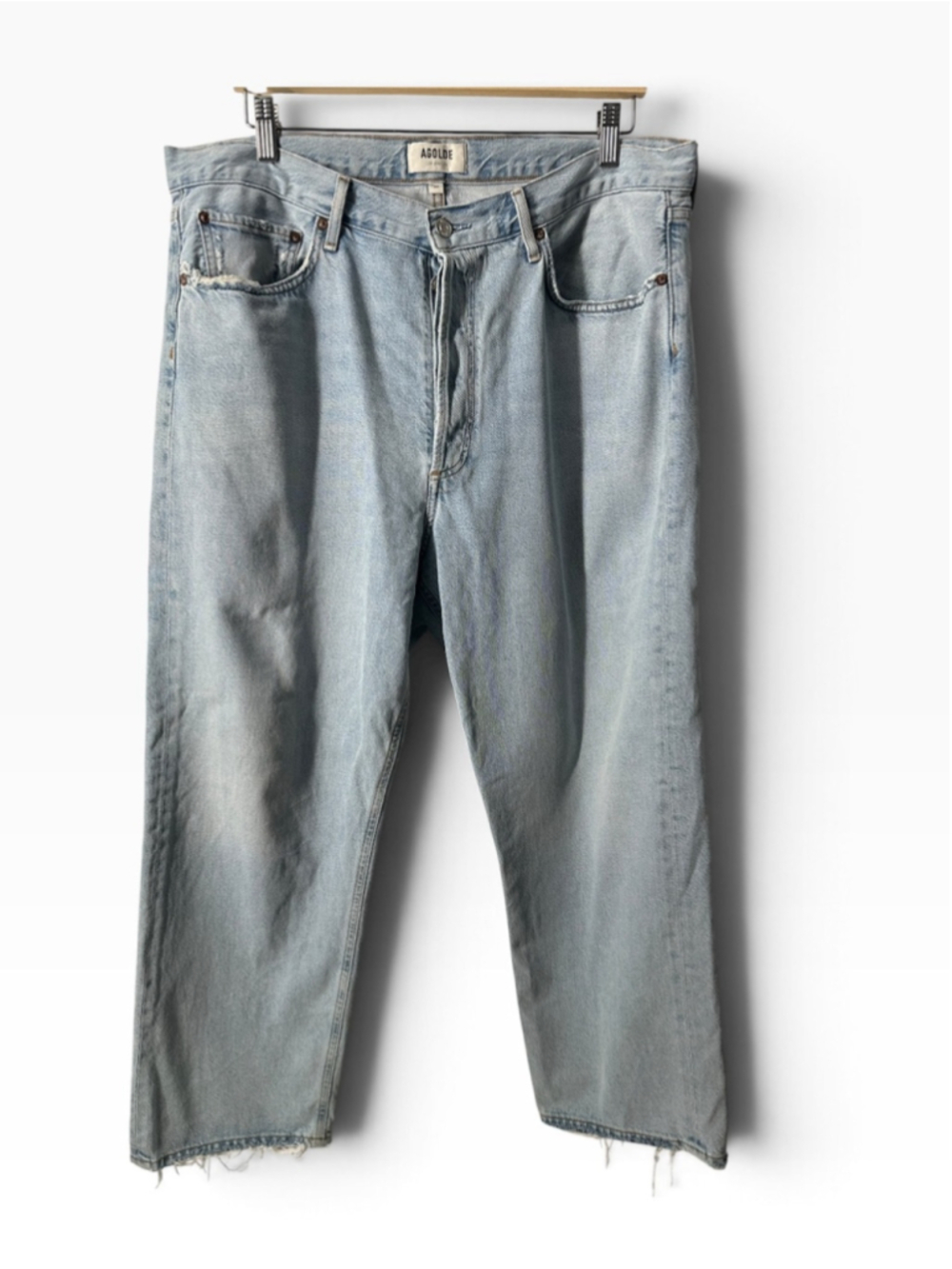Agolde 90's Crop Straight Leg Jeans light denim y2k lightly distressed sz 32
